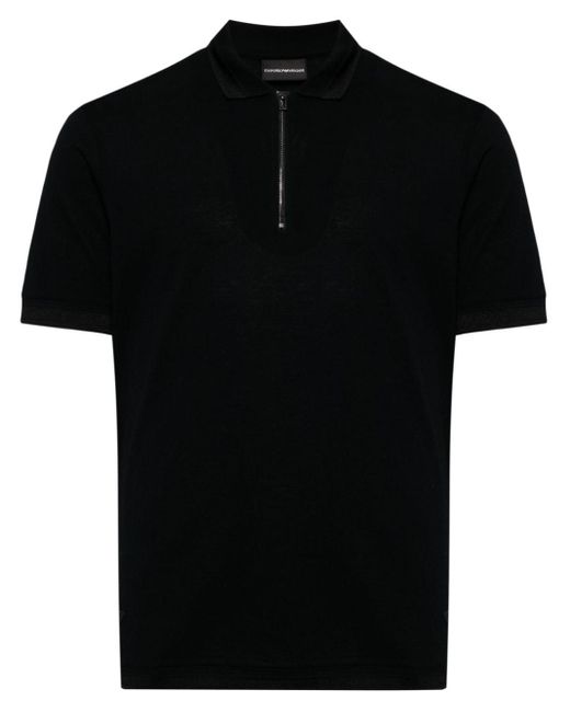 Polo à col zippé Emporio Armani pour homme en coloris Black