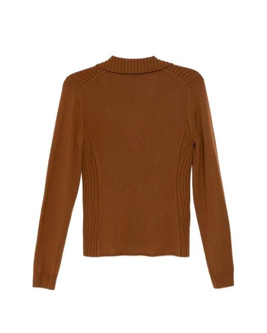 Theory Brown Ribbed Polo Top