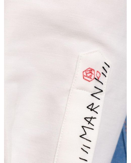 Marni Cropped Shirt Met Geborduurd Logo in het White