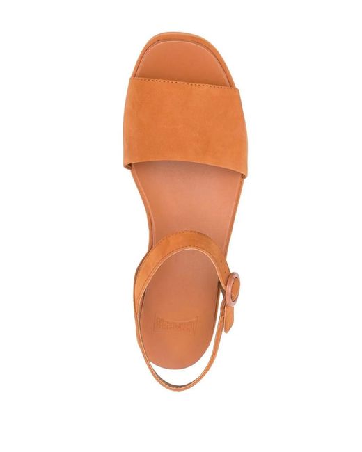 Camper Brown Misia Suede Wedge Sandals