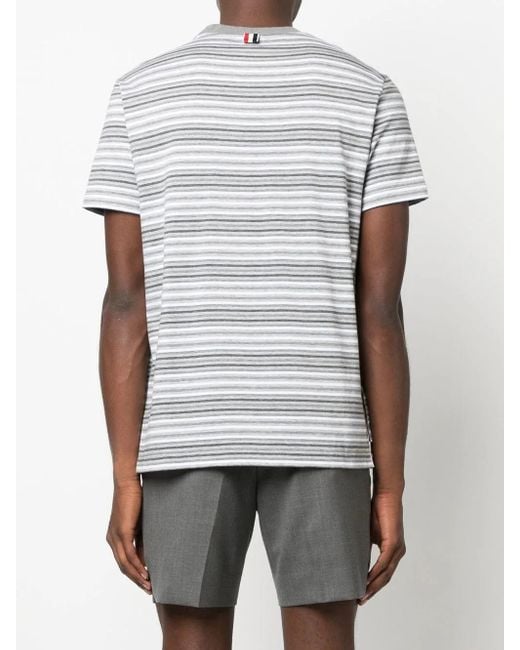 メンズ Thom Browne ストライプ Tシャツ Gray