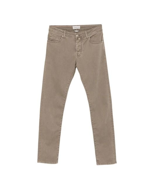Jacob Cohen Gray Pantalon À Cinq Poches Et Patch Logo Nick for men