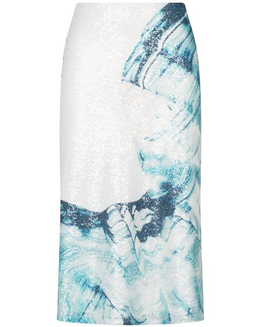 Silvia Tcherassi Blue Blair Abstract Wave-print Skirt