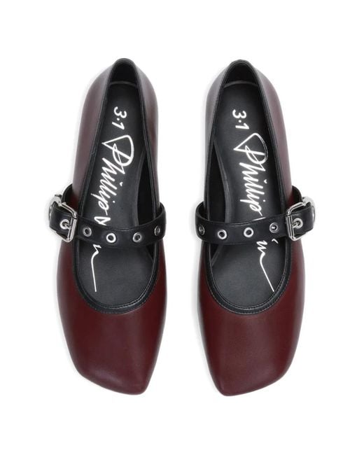 3.1 Phillip Lim White Mary Jane Buckle Strap Flats