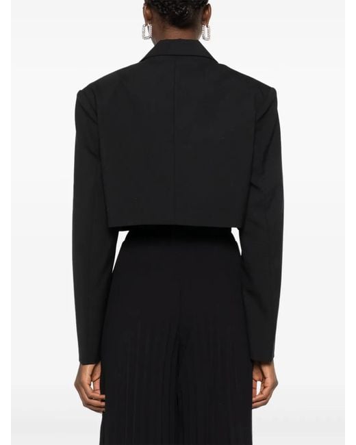 Nissa Black Floral-Appliqué Single-Breasted Blazer