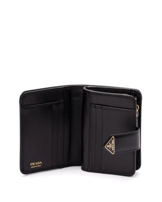Prada Black Triangle-Logo Bi-Fold Wallet