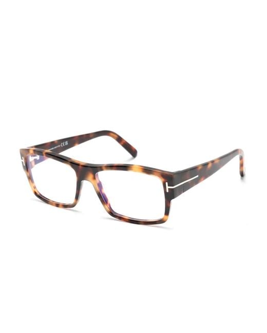 Tom Ford Brown Tortoiseshell Square-Frame Glasses