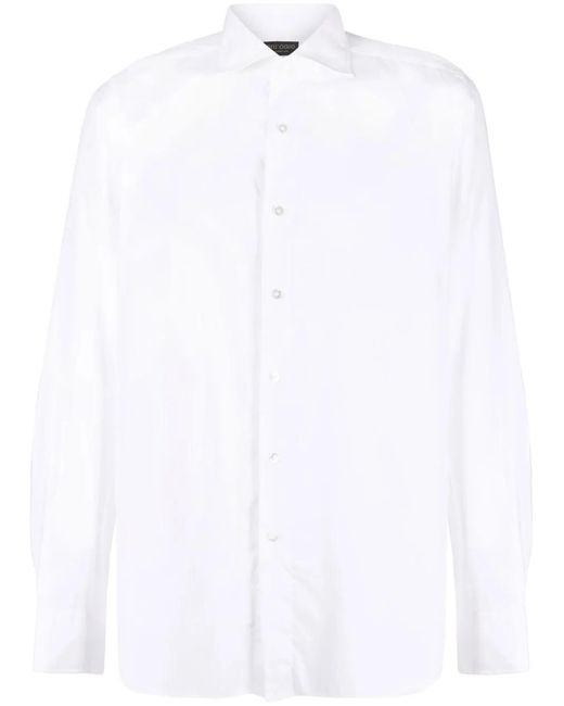 Dell'Oglio White Button-Up Cotton Shirt for men