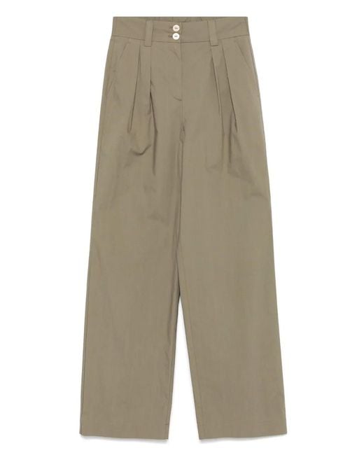 Lorena Antoniazzi Green Pleat-Detail Trousers