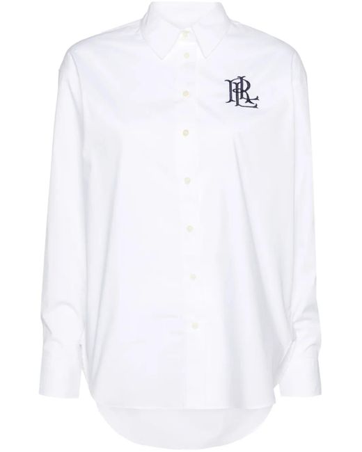 Ralph Lauren White Logo-Embroidered Poplin Shirt