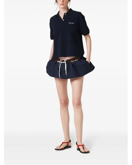 Miu Miu Blue Cotton Logo Polo Shirt