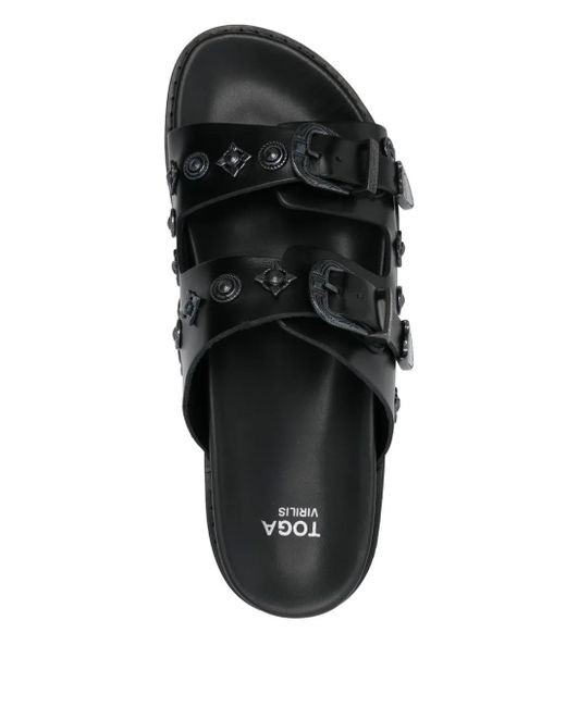 Toga Virilis Black Leather Slides for men