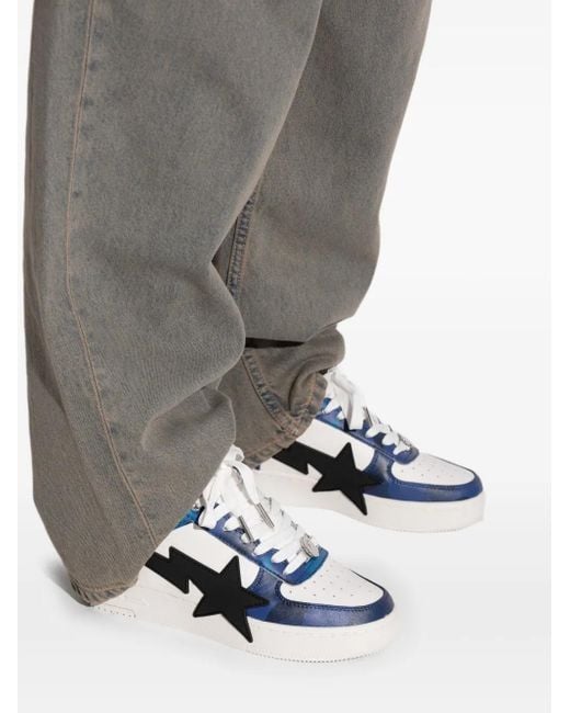 A Bathing Ape Blue Star-Patch Sneakers