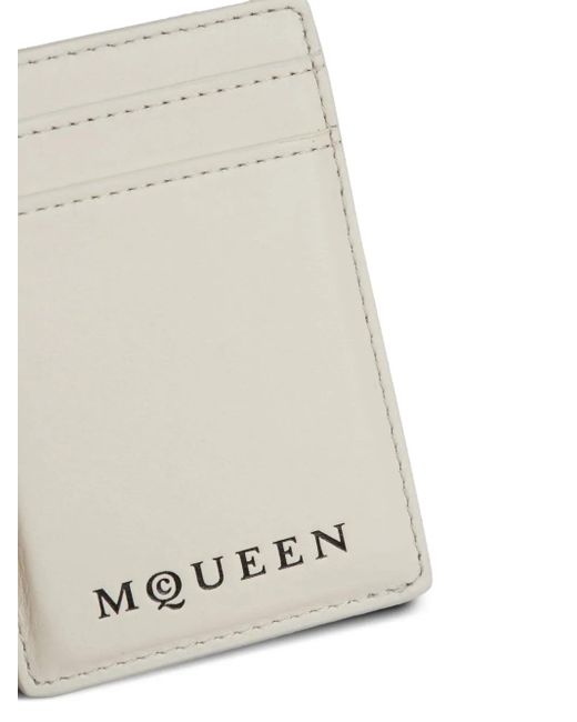 McQueen Natural Logo-Detail Leather Cardholders for men