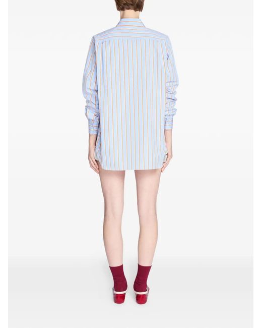 Dries Van Noten Blue Striped Cotton Shirt