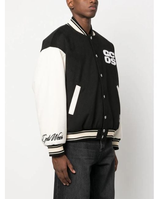 Gcds Black Two-Tone Logo-Patch Bomber Jacket for men
