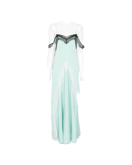 Christopher Esber Blue Lace-Trim Midi Dress