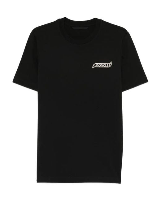 Moncler Black Ss Logo-Detail T-Shirt for men