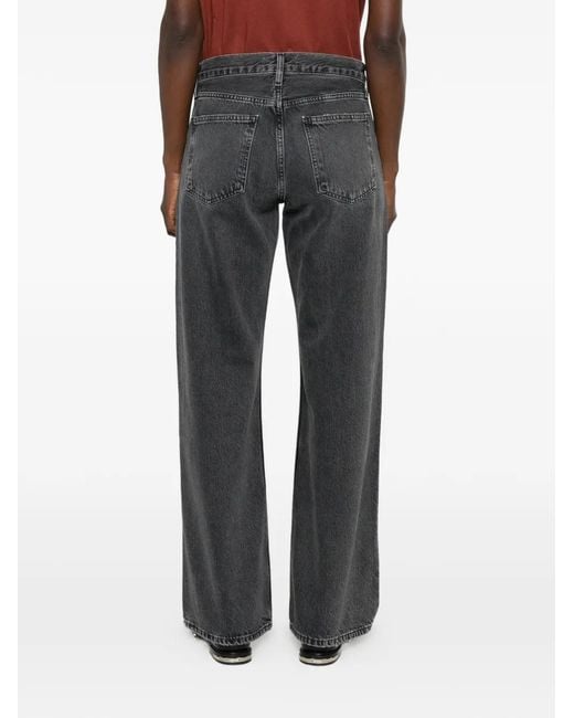 Citizens of Humanity Gray Button-Fastening Wide-Leg Jeans