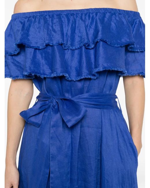 P.A.R.O.S.H. Maxi-Jurk Met Gestrikte Ceintuur in het Blue