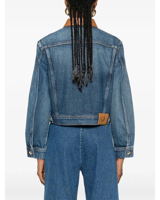 Maje Blue Button Collared Denim Jacket