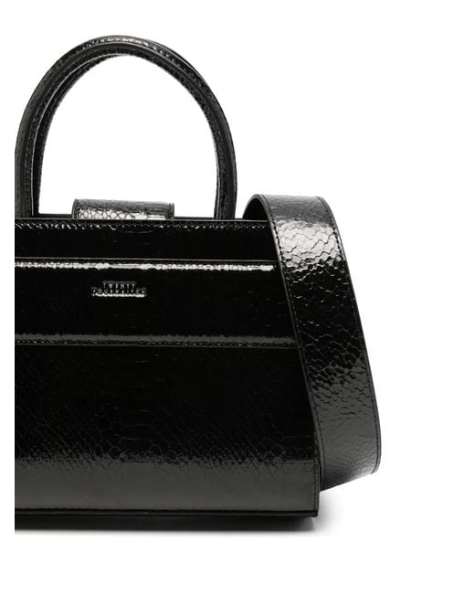Twentyfourhaitch Black Serene Python-Effect Patent Tote Bag