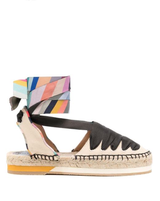 Paul Smith Lace-up Flat Espadrilles in het Natural