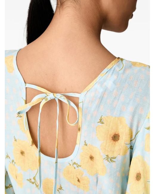 Never Fully Dressed White Floral-Print Puff-Sleeve Mini Dress