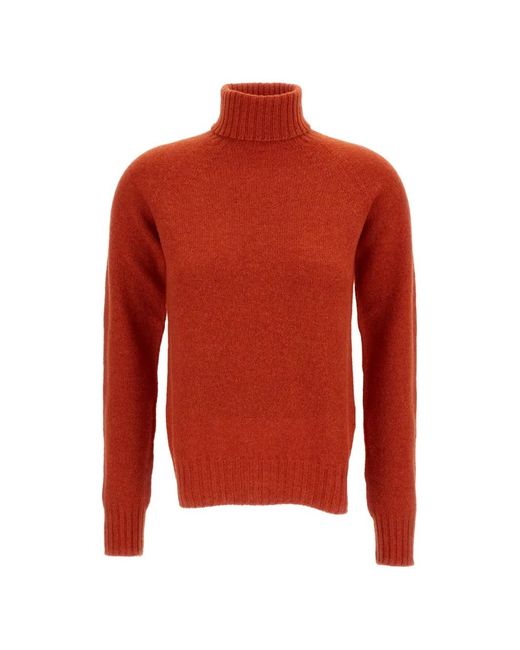 Drumohr Red Roll-Neck Raglan-Sleeved Sweater