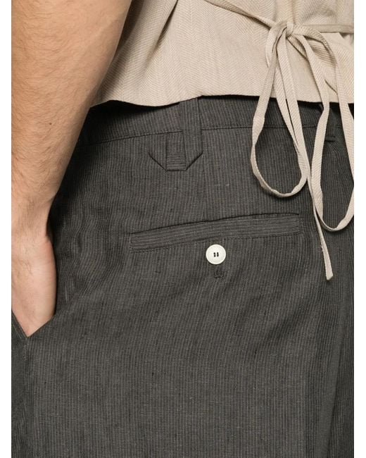 Jacquemus Gray Pastro Pleated Cuffed-Hem Shorts for men