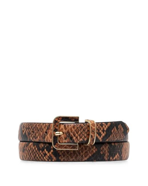 DKNY Brown Snakeskin-Effect Buckle Belt