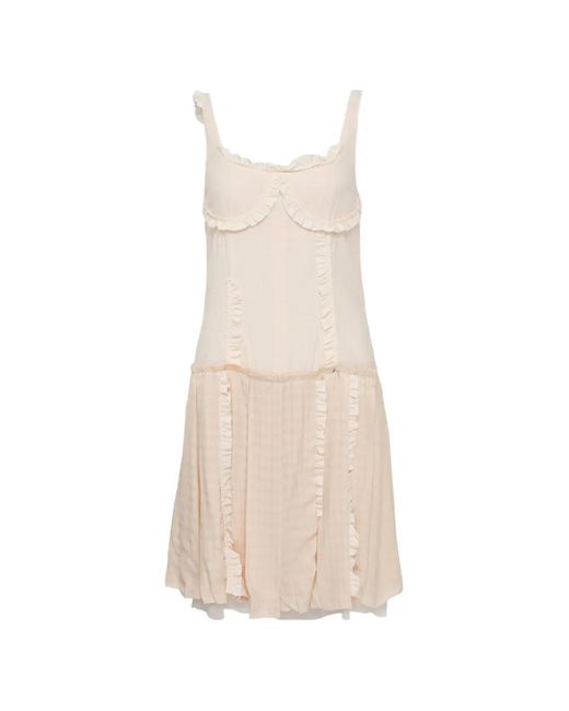 OPEN YY White Flapper Ruffled Pleated Mini Dress