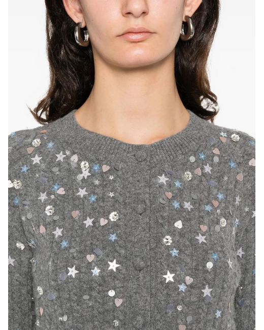 BERNADETTE Gray Cardigan mit Zopfmuster