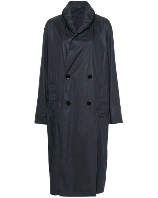 Lemaire Blue Double-Breasted Raincoat