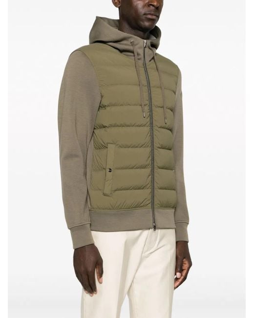 Herno Green Quilted-Panel Hooded Jacket for men