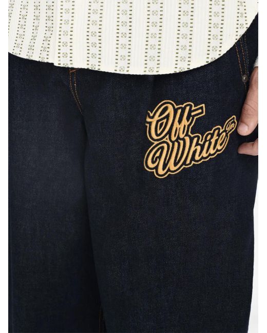 Off-White c/o Virgil Abloh Blue 90S Logo-Appliqué Straight-Leg Jeans for men