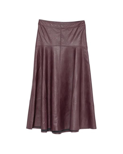 Forte_forte Purple Panelled A-Line Midi Skirt