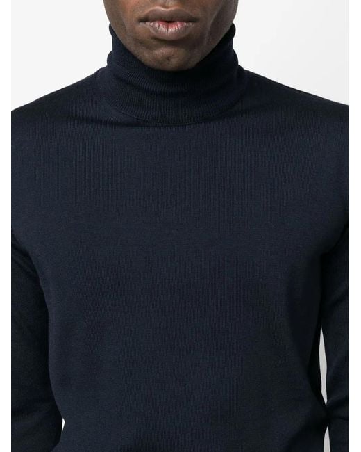 Roberto Collina Blue Wool Roll-Neck Jumper for men