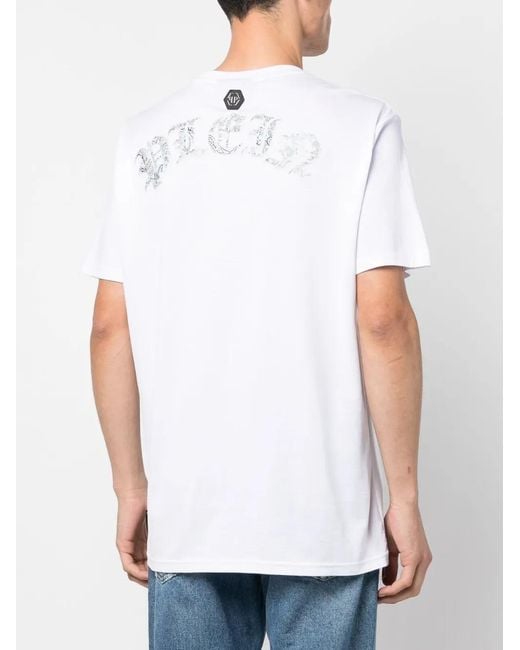Philipp Plein White Teddy-Bear Motif Short-Sleeve T-Shirt for men
