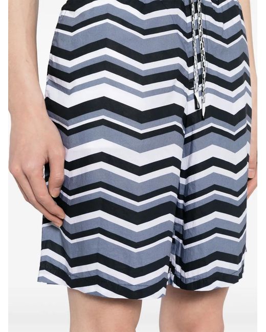 Emporio Armani Blue Zigzag-Print Cotton Track Pants for men