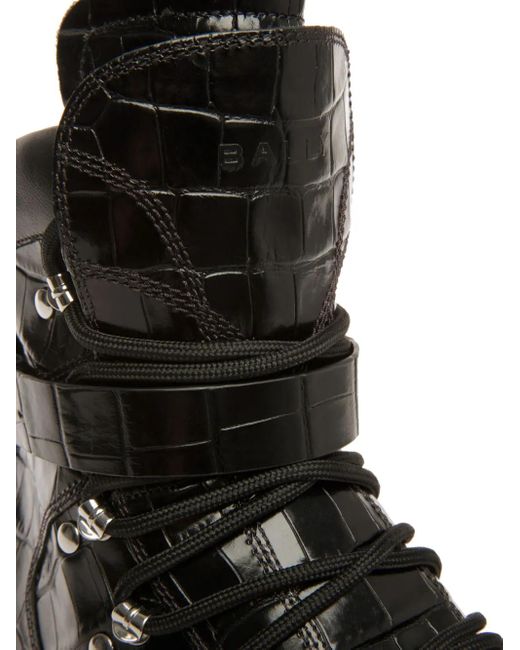 Bally Black Clyff Crocodile-Embossed Boots for men