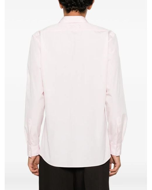 Moschino Pink Embroidered-Logo Shirt for men