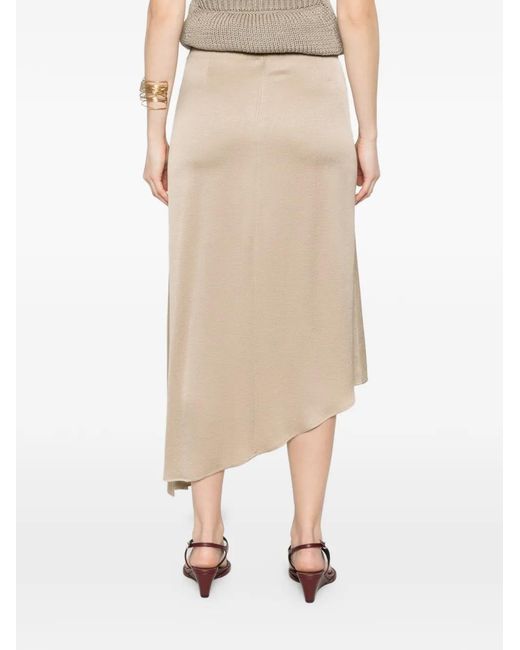 Peserico Natural Asymmetric-Hem Midi Skirt