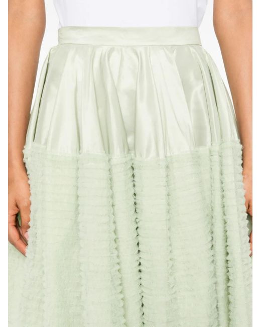 Viktor & Rolf White Ruffled Satin A-Line Skirt
