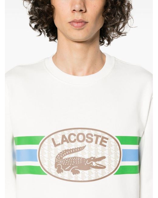 Lacoste Logo-print cotton sweatshirt in White für Herren