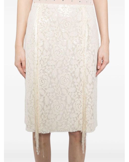 MSGM White Sequined Skirt