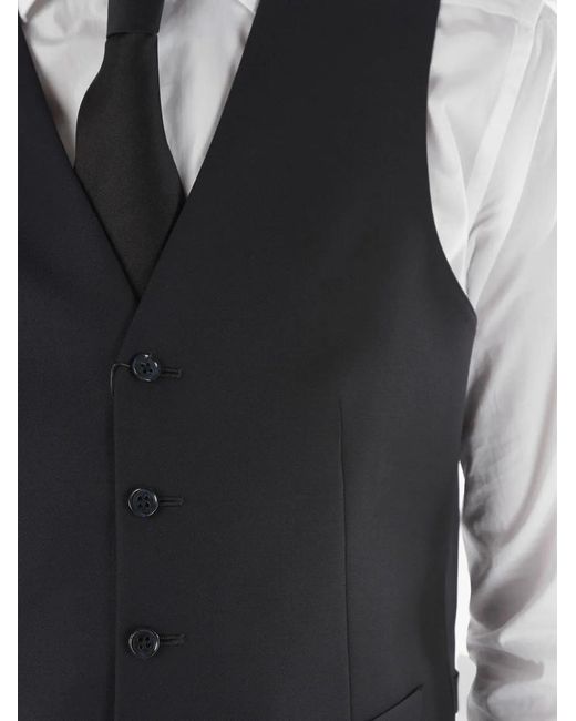 Corneliani Black Single-Breasted Wool Waistcoat for men