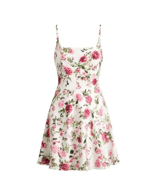 Alice + Olivia White Julia Mini Floral-Print Dress