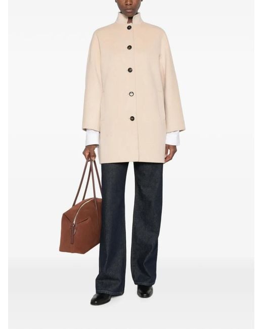 ROSSO35 Natural High-Neck Button-Up Coat