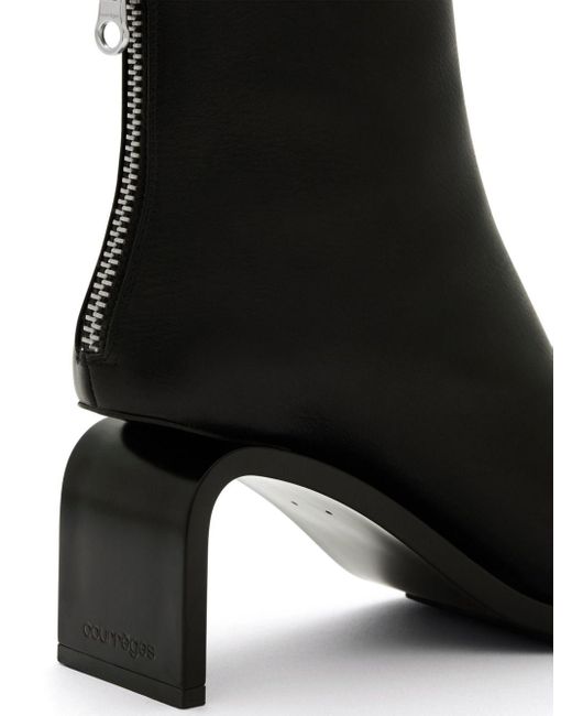 Courreges Black Stream Leather Ankle Boots